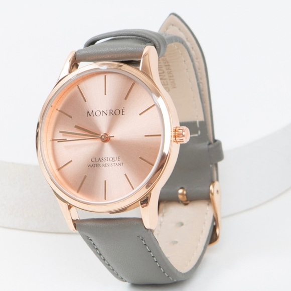 Monroe Sunburst Sole’rose Watch Gray Leather - Picture 6 of 15